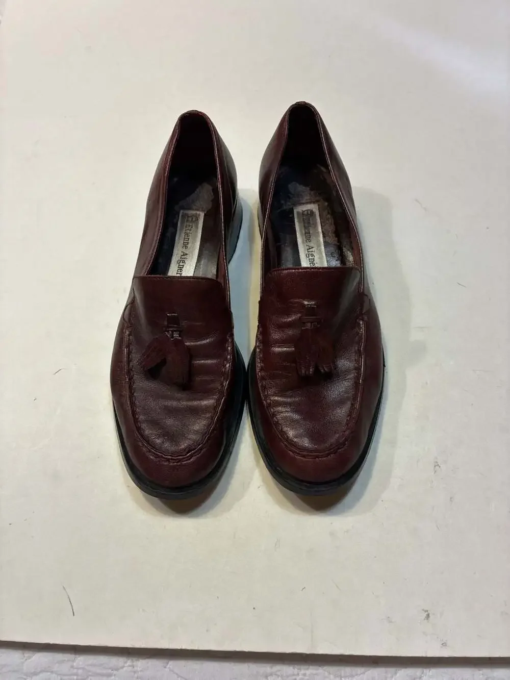Etienne Aigner Ivanhoe Burgundy Leather Tassel Loafers Size 7M